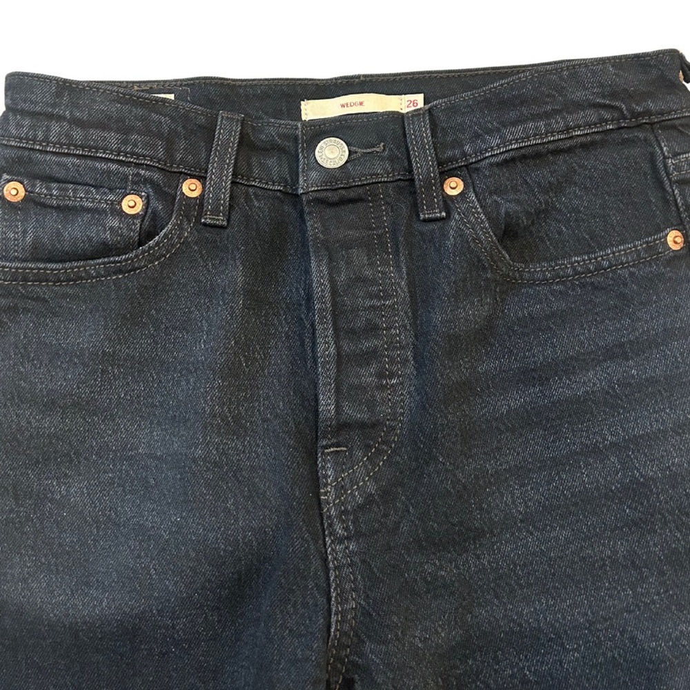 Levi’s High Waist Wedgie Straight Jeans | Washed Black | Size 26 - Picture 3 of 8